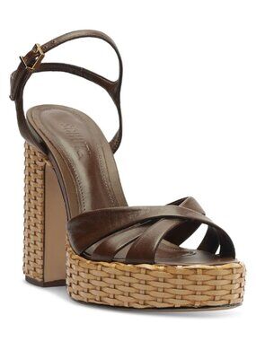 NWT Schutz Women's Keefa Straw High Heel Platform Sandals